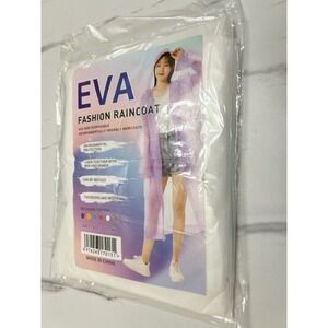 EVA Fashion Raincoat White Reusable Non-Disposable‎ Hooded Poncho 100K NEW